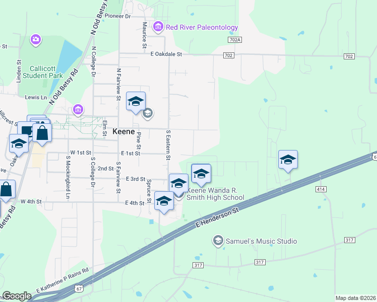map of restaurants, bars, coffee shops, grocery stores, and more near 116 Fir Street in Keene
