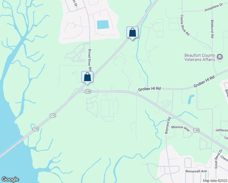 map of restaurants, bars, coffee shops, grocery stores, and more near 324 South Carolina 128 in Beaufort