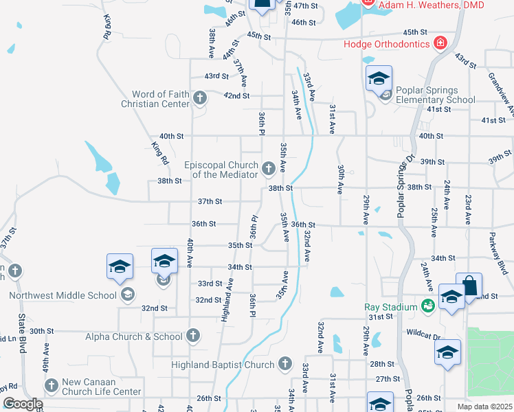 map of restaurants, bars, coffee shops, grocery stores, and more near 3561 36th Place in Meridian