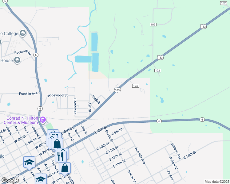 map of restaurants, bars, coffee shops, grocery stores, and more near 1001 Harris Street in Cisco