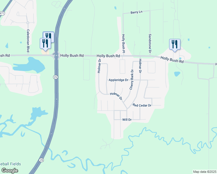 map of restaurants, bars, coffee shops, grocery stores, and more near 129 Dogwood Trail in Brandon