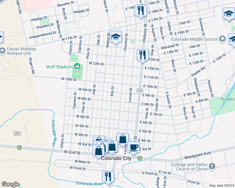 map of restaurants, bars, coffee shops, grocery stores, and more near 229 East 9th Street in Colorado City