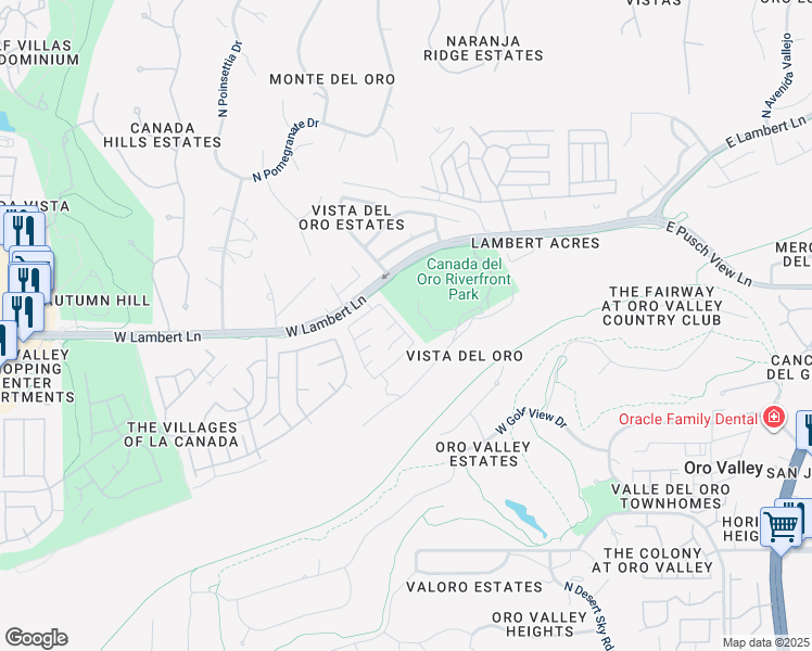 map of restaurants, bars, coffee shops, grocery stores, and more near 10424 North Fair Mountain Drive in Tucson