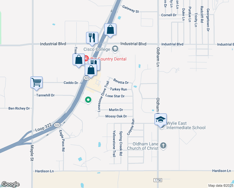 map of restaurants, bars, coffee shops, grocery stores, and more near 626 Lone Star Drive in Abilene