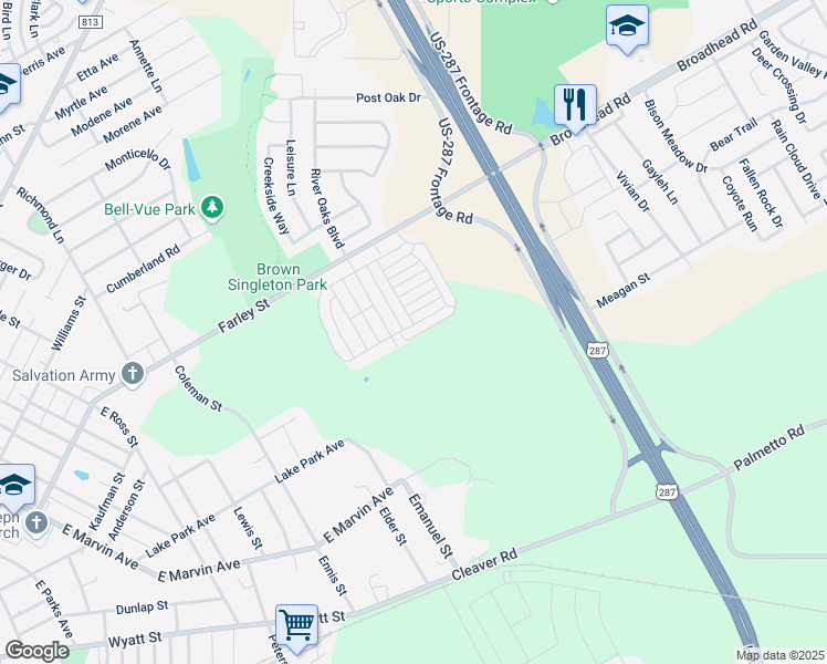map of restaurants, bars, coffee shops, grocery stores, and more near 184 Snapdragon Lane in Waxahachie