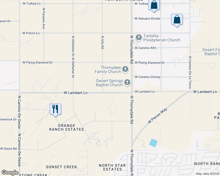 map of restaurants, bars, coffee shops, grocery stores, and more near 3911 West Lambert Lane in Tucson