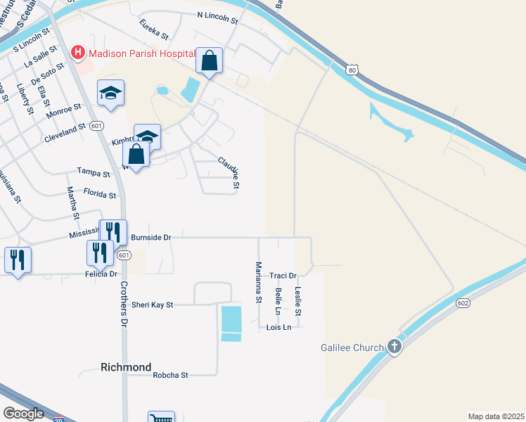 map of restaurants, bars, coffee shops, grocery stores, and more near in Richmond