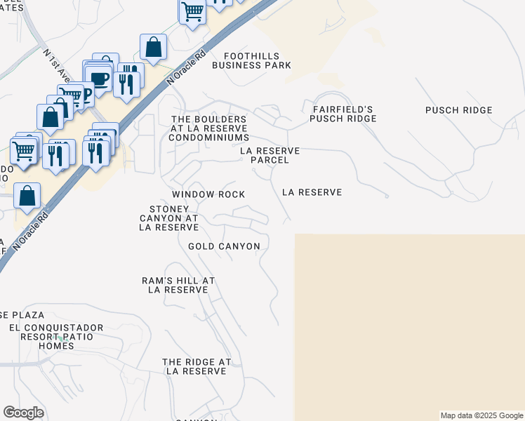 map of restaurants, bars, coffee shops, grocery stores, and more near 1743 Deer Hollow Loop in Tucson