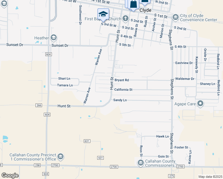 map of restaurants, bars, coffee shops, grocery stores, and more near 641 Hunt Street in Clyde