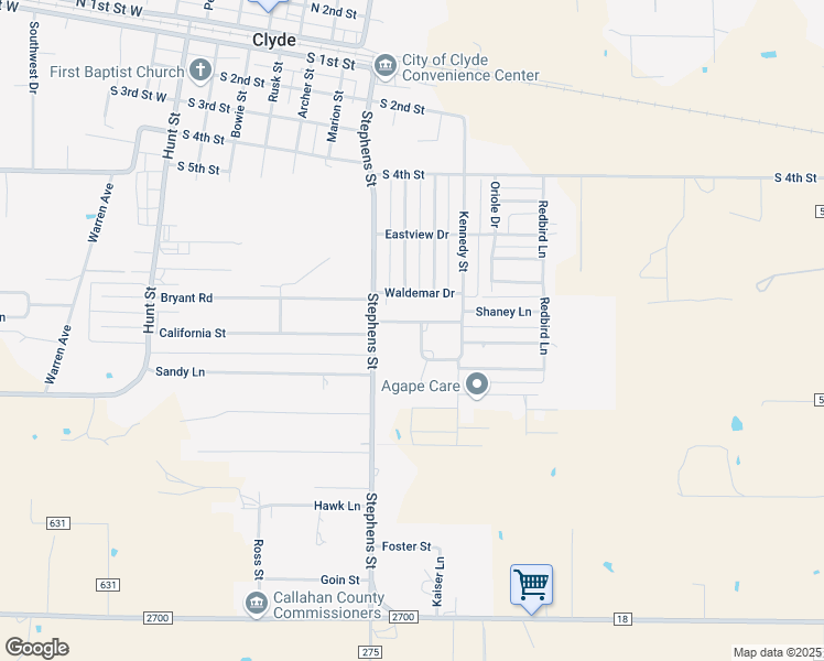 map of restaurants, bars, coffee shops, grocery stores, and more near 810 Tanglewood Drive in Clyde