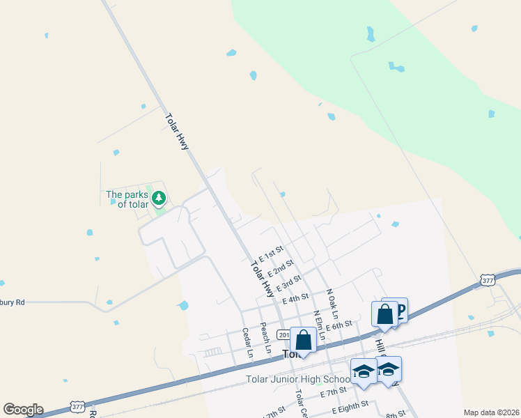 map of restaurants, bars, coffee shops, grocery stores, and more near 732 North Elm Court in Tolar