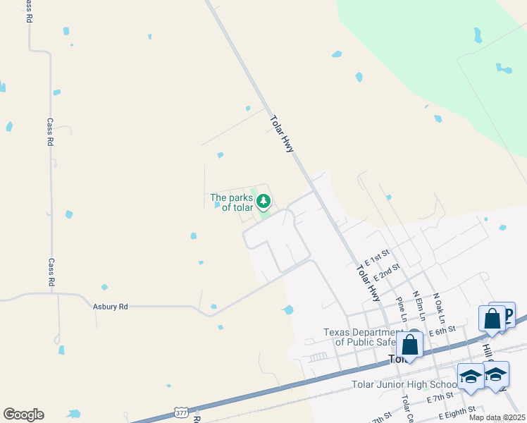 map of restaurants, bars, coffee shops, grocery stores, and more near 9100 Parkview Circle in Tolar