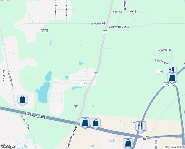 map of restaurants, bars, coffee shops, grocery stores, and more near 7813 Fm 14 in Tyler