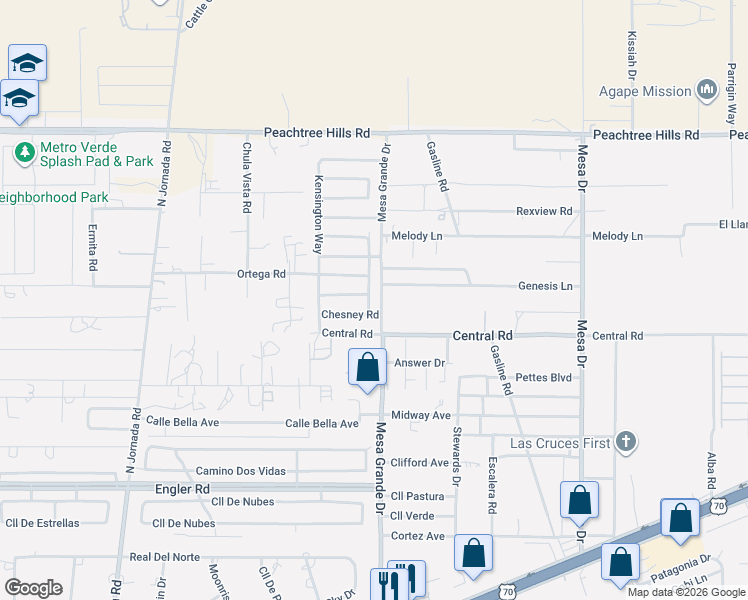 map of restaurants, bars, coffee shops, grocery stores, and more near 5024 Kenner Way in Las Cruces