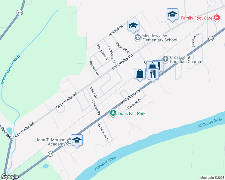 map of restaurants, bars, coffee shops, grocery stores, and more near 213 Cone Drive in Selma