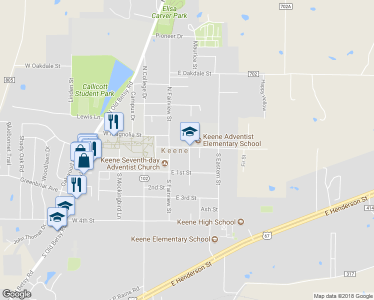 map of restaurants, bars, coffee shops, grocery stores, and more near 100 Pine Street in Keene