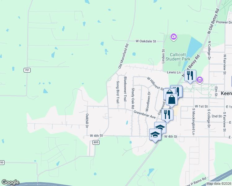 map of restaurants, bars, coffee shops, grocery stores, and more near 204 Song Bird Trail in Keene