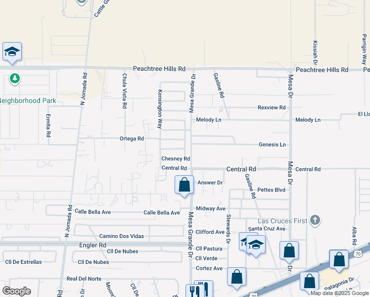 map of restaurants, bars, coffee shops, grocery stores, and more near 5024 Kenner Way in Las Cruces