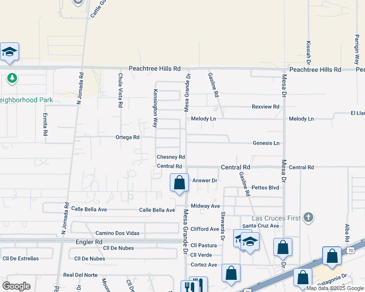 map of restaurants, bars, coffee shops, grocery stores, and more near 5024 Kenner Way in Las Cruces