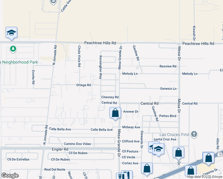map of restaurants, bars, coffee shops, grocery stores, and more near 4951 Sherwood Road in Las Cruces