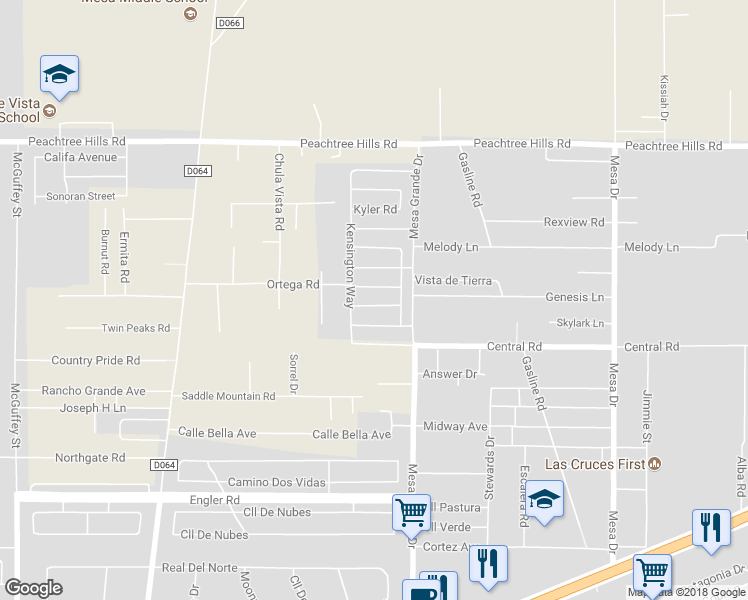 map of restaurants, bars, coffee shops, grocery stores, and more near 4943 Sherwood Road in Las Cruces
