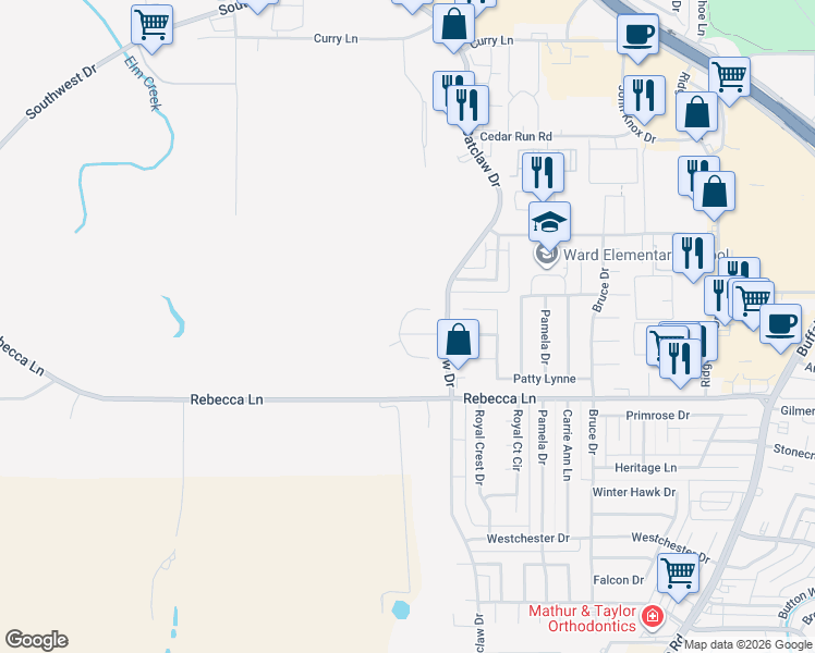 map of restaurants, bars, coffee shops, grocery stores, and more near 4026 Ridgmar Lane in Abilene