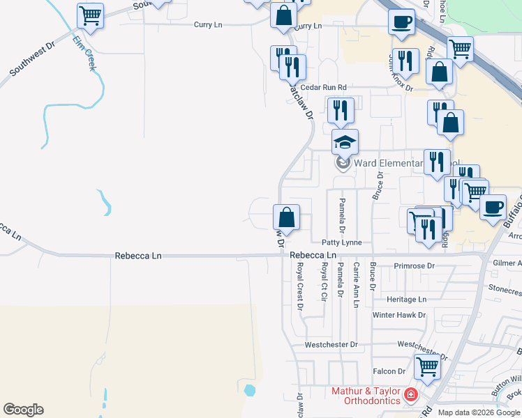 map of restaurants, bars, coffee shops, grocery stores, and more near 4026 Ridgmar Lane in Abilene