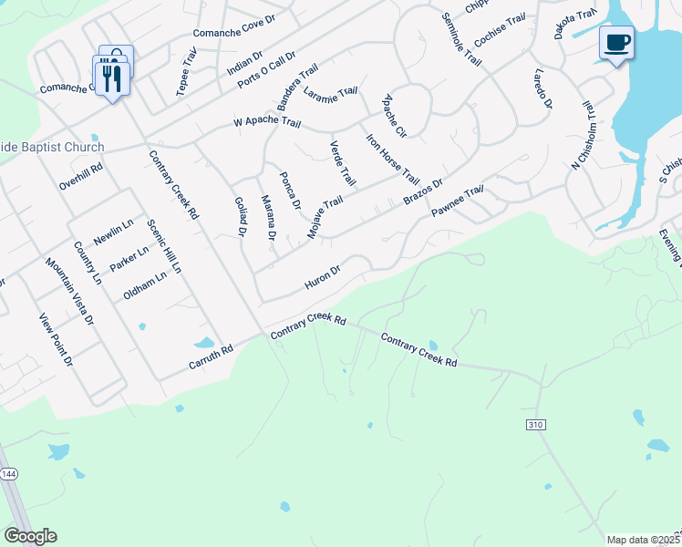 map of restaurants, bars, coffee shops, grocery stores, and more near 913 Huron Dr in Granbury