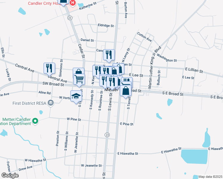 map of restaurants, bars, coffee shops, grocery stores, and more near in Metter