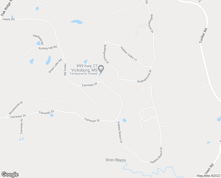 map of restaurants, bars, coffee shops, grocery stores, and more near 556 Fairways Drive in Vicksburg