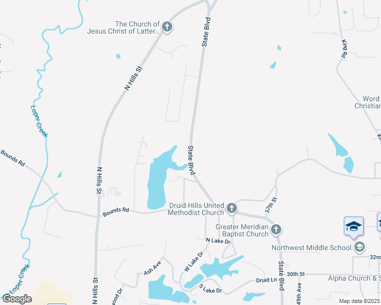 map of restaurants, bars, coffee shops, grocery stores, and more near 4225 State Boulevard in Meridian