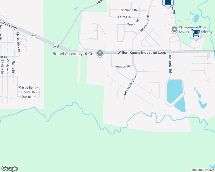 map of restaurants, bars, coffee shops, grocery stores, and more near 9427 Ashmont Street in Shreveport