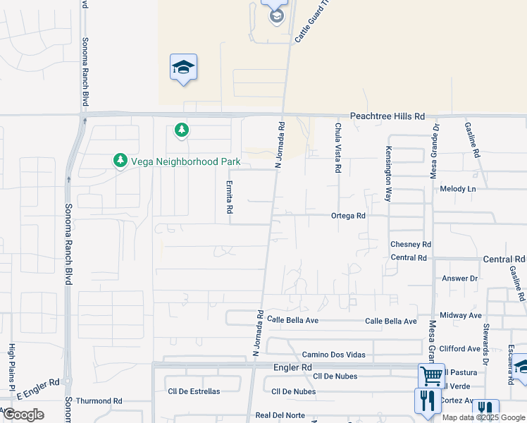 map of restaurants, bars, coffee shops, grocery stores, and more near 7039 N Jornada Rd in Las Cruces