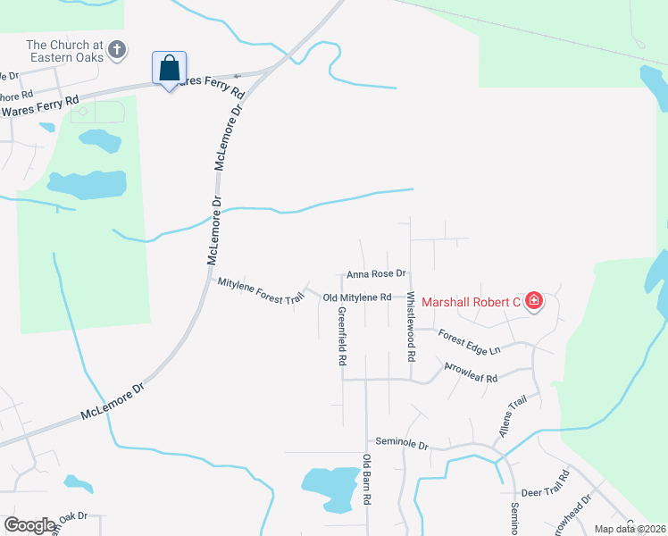map of restaurants, bars, coffee shops, grocery stores, and more near 7207 Anna Rose Drive in Montgomery