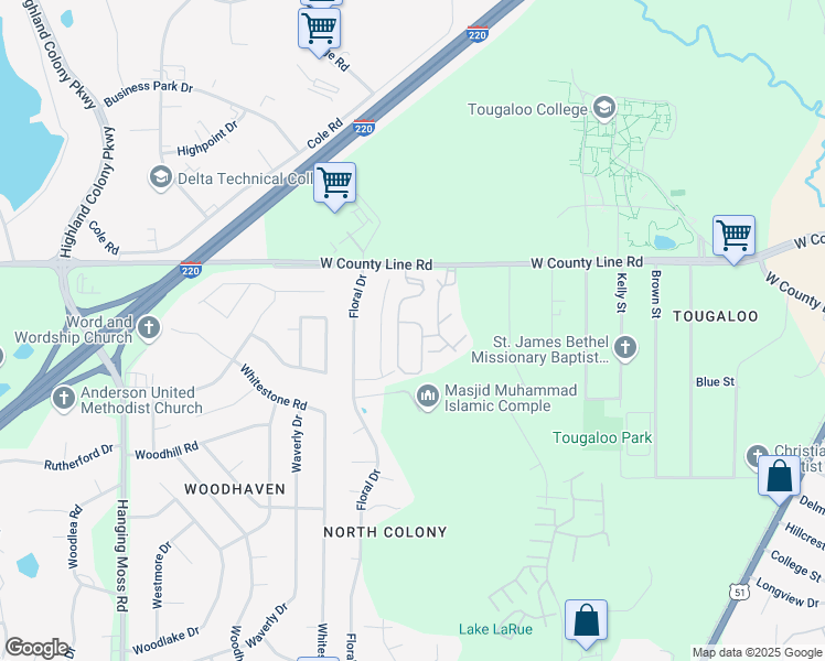 map of restaurants, bars, coffee shops, grocery stores, and more near 6144 Clarence Drive in Jackson