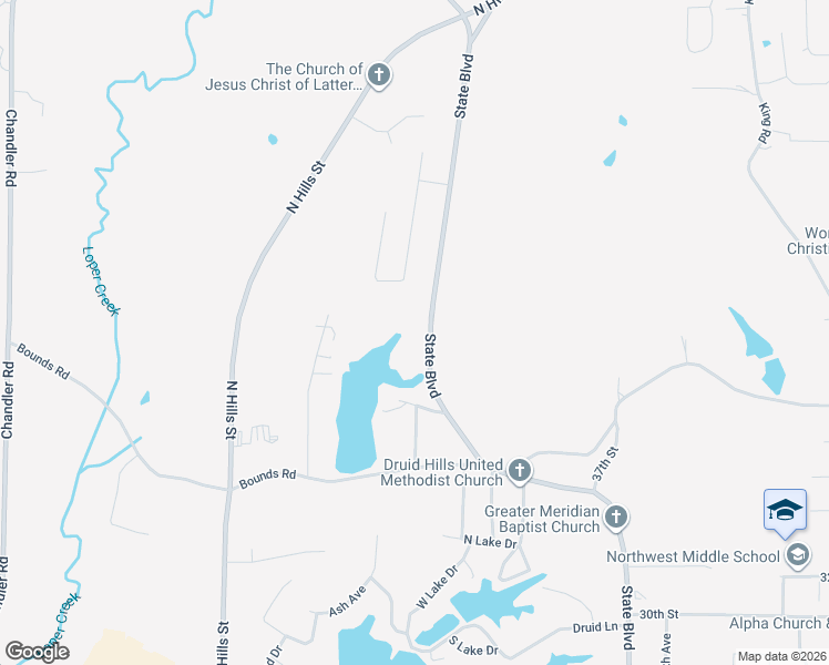 map of restaurants, bars, coffee shops, grocery stores, and more near 5825 40th Court in Meridian