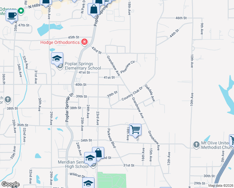 map of restaurants, bars, coffee shops, grocery stores, and more near 3926 Ashland Avenue in Meridian