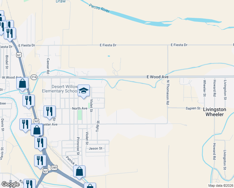 map of restaurants, bars, coffee shops, grocery stores, and more near 1117 East Wood Avenue in Carlsbad