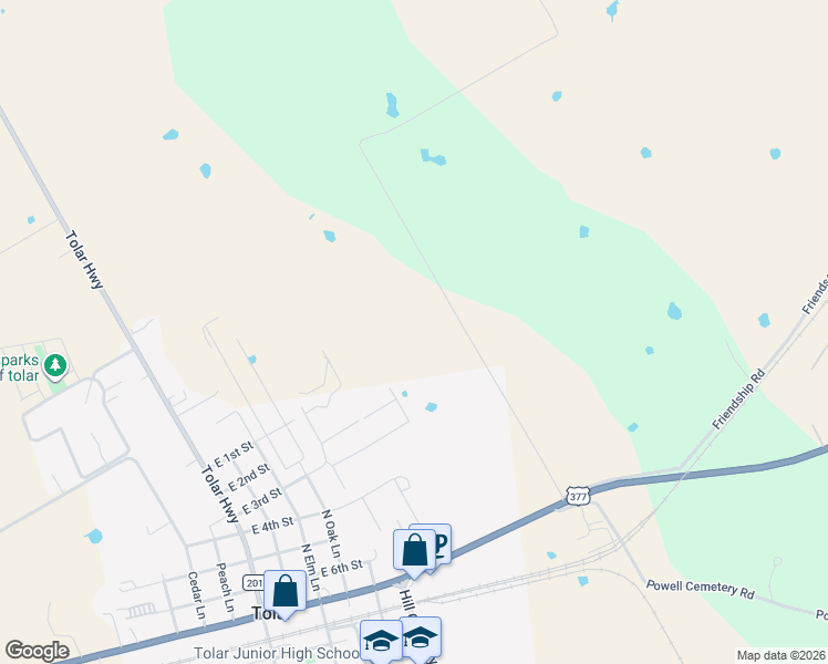 map of restaurants, bars, coffee shops, grocery stores, and more near 418 East 4th Street in Tolar