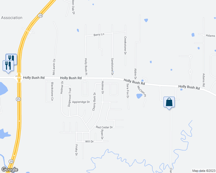 map of restaurants, bars, coffee shops, grocery stores, and more near 339 Cherry Bark Drive in Brandon