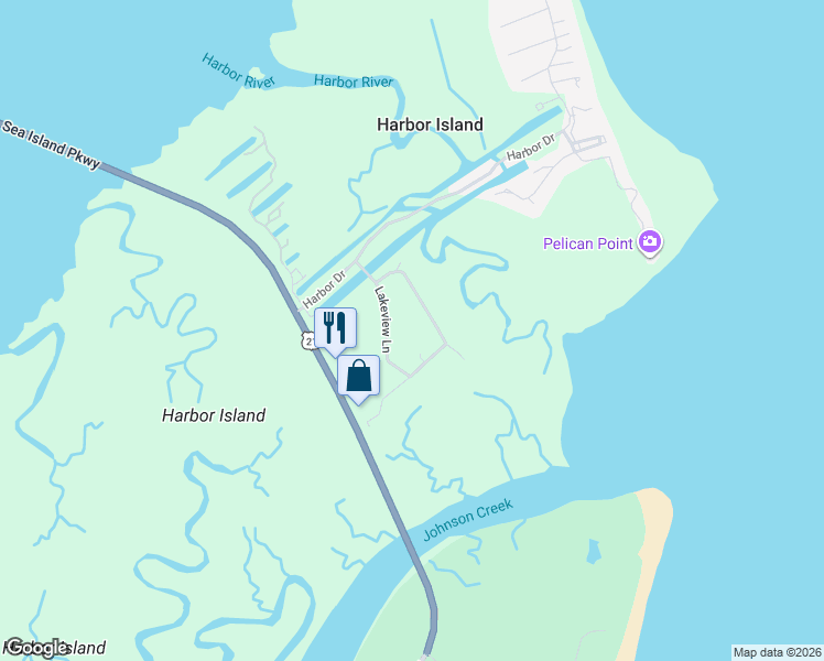 map of restaurants, bars, coffee shops, grocery stores, and more near 10 Ocean Marsh Court in Saint Helena Island