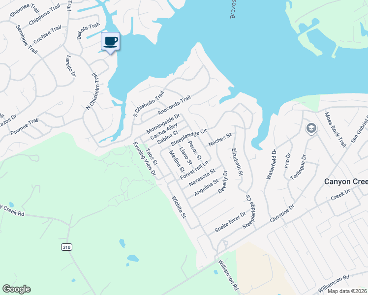 map of restaurants, bars, coffee shops, grocery stores, and more near 4705 Llano Street in Granbury