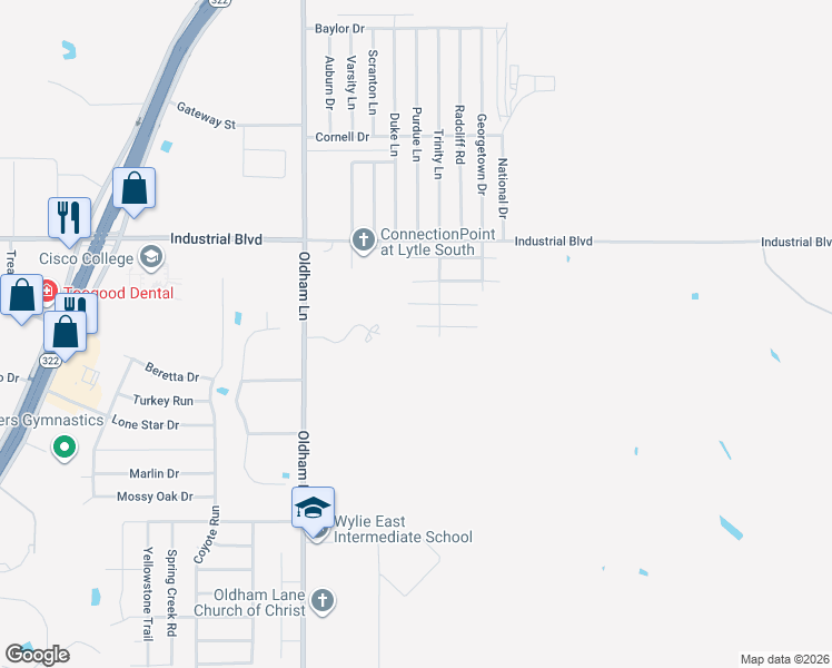 map of restaurants, bars, coffee shops, grocery stores, and more near 1217 Briar Cliff Path in Abilene
