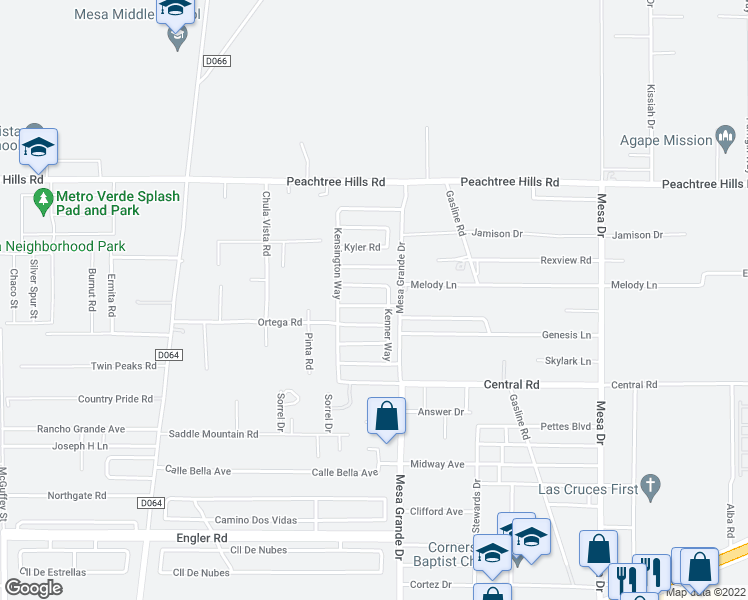 map of restaurants, bars, coffee shops, grocery stores, and more near 4971 Kenmore Road in Las Cruces