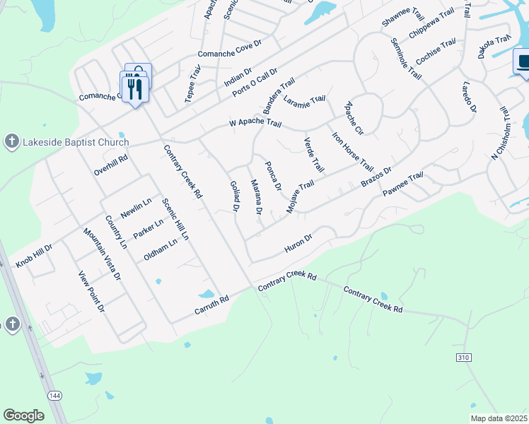 map of restaurants, bars, coffee shops, grocery stores, and more near 4015 Marana Drive in Granbury