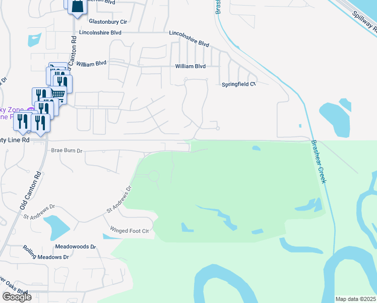 map of restaurants, bars, coffee shops, grocery stores, and more near 601 Saint Andrews Drive in Jackson