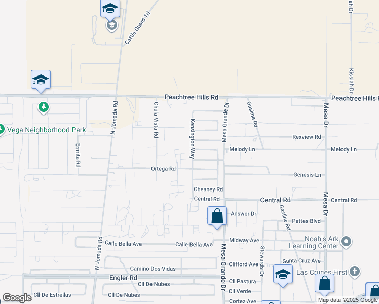 map of restaurants, bars, coffee shops, grocery stores, and more near 5055 Kensington Way in Las Cruces