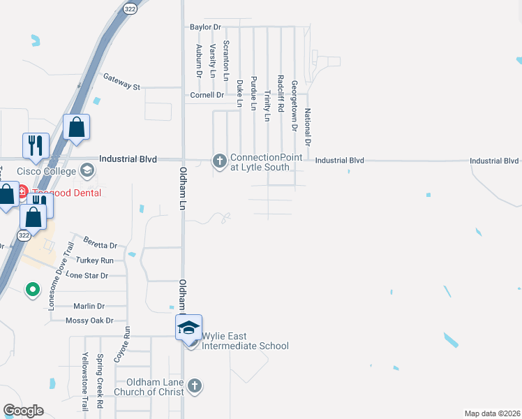 map of restaurants, bars, coffee shops, grocery stores, and more near 1225 Briar Cliff Path in Abilene