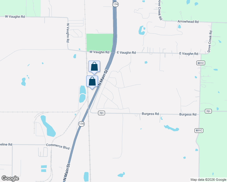 map of restaurants, bars, coffee shops, grocery stores, and more near 439-509 Burgess Road in Cleburne