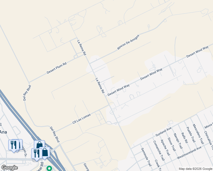 map of restaurants, bars, coffee shops, grocery stores, and more near 5748-5784 La Reina Road in Las Cruces